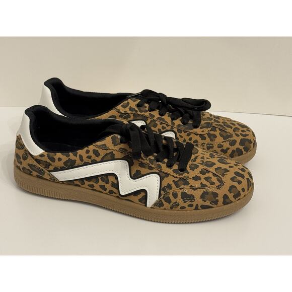 New Steve Madden Brown Leopard Print Sneakers Gum Low Profile Women's 7.5 - Picture 1 of 8